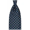 Viola Milano - Floral Pattern Selftipped Italian Silk Tie - Navy/Grey - Handmade in Italy - Luxury Exclusive Collection - Avvenice