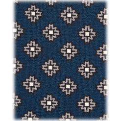 Viola Milano - Floral Pattern Selftipped Italian Silk Tie - Navy/Grey - Handmade in Italy - Luxury Exclusive Collection - Avvenice