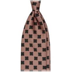 Viola Milano - Floral Pattern Selftipped Silk Tie - Sand - Handmade in Italy - Luxury Exclusive Collection - Avvenice