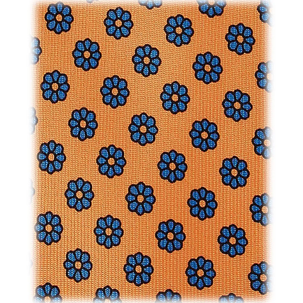 Viola Milano - Floral Pattern Selftipped Silk Tie - Orange - Handmade in Italy - Luxury Exclusive Collection - Avvenice