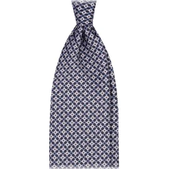 Viola Milano - Floral Pattern Selftipped Silk Tie - Blue Mix - Handmade in Italy - Luxury Exclusive Collection - Avvenice