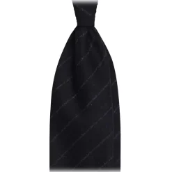 Viola Milano - Fox Brothers Vintage Chalk Stripe Flannel Tie - Navy - Handmade in Italy - Luxury Exclusive Collection - Avvenice