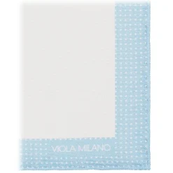 Viola Milano - Frame Polka Dot Silk Pocket Square - Light Blue - Handmade in Italy - Luxury Exclusive Collection - Avvenice