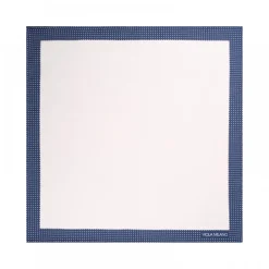 Viola Milano - Frame Polka Dot Silk Pocket Square - Navy and White - Handmade in Italy - Luxury Exclusive Collection - Avvenice