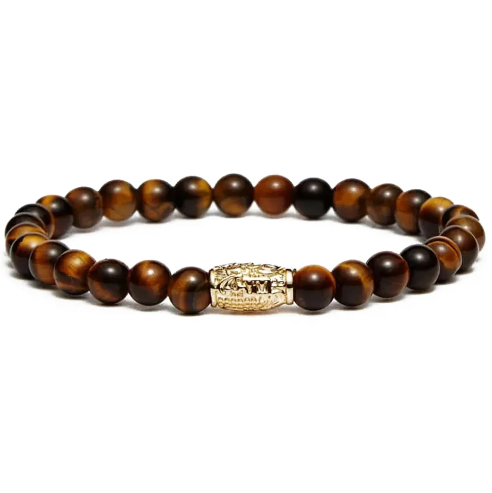 Viola Milano - Gemstone 6 mm Bracelet - Gold Tube - Tiger Eye - Handmade in Italy - Luxury Exclusive Collection - Avvenice