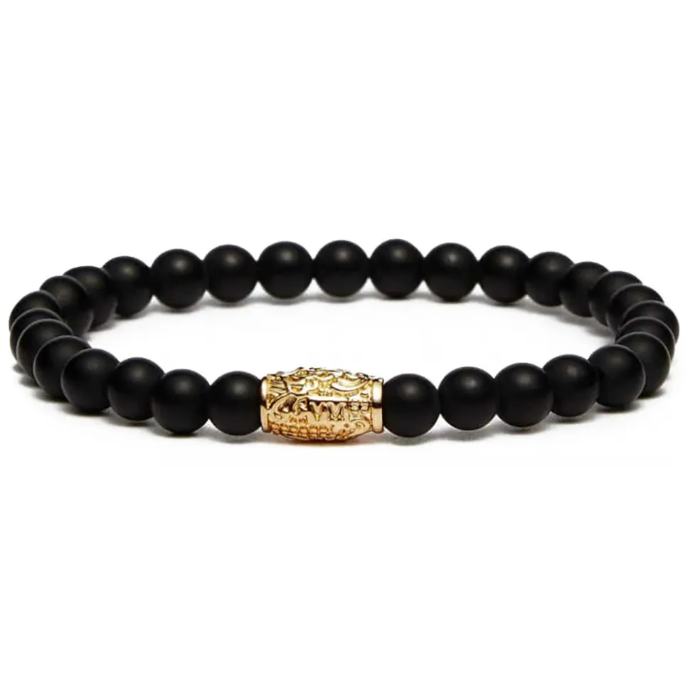 Viola Milano - Gemstone 6 MM Bracelet I Gold Tube - Matte Black - Handmade in Italy - Luxury Exclusive Collection - Avvenice