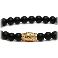 Viola Milano - Gemstone 6 MM Bracelet I Gold Tube - Matte Black - Handmade in Italy - Luxury Exclusive Collection - Avvenice