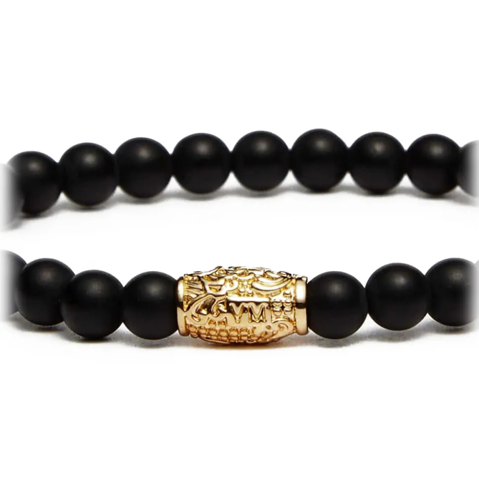 Viola Milano - Gemstone 6 MM Bracelet I Gold Tube - Matte Black - Handmade in Italy - Luxury Exclusive Collection - Avvenice