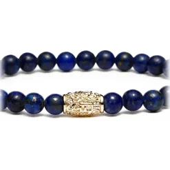 Viola Milano - Gemstone 6 mm Bracelet - Gold Tube - Deep Sea - Handmade in Italy - Luxury Exclusive Collection - Avvenice