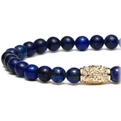 Viola Milano - Gemstone 6 mm Bracelet - Gold Tube - Deep Sea - Handmade in Italy - Luxury Exclusive Collection - Avvenice