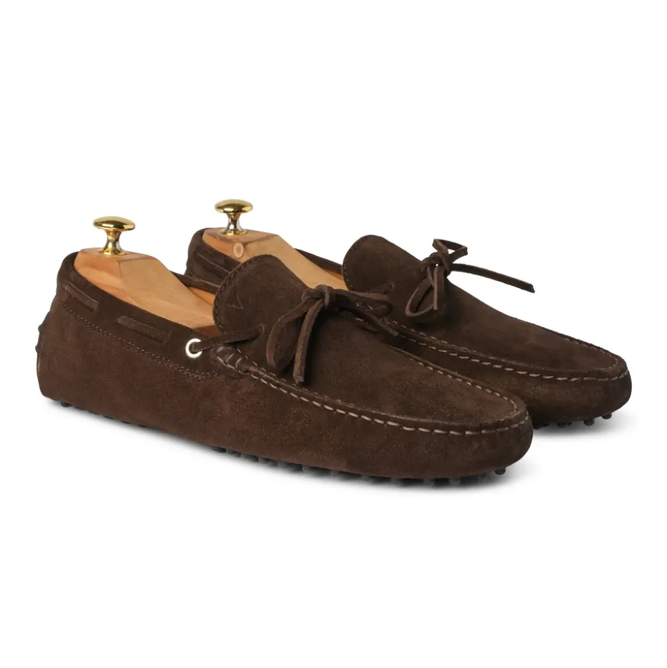 Viola Milano - Gommino Suede Loafer - Chocolate - Handmade in Italy - Luxury Exclusive Collection - Avvenice