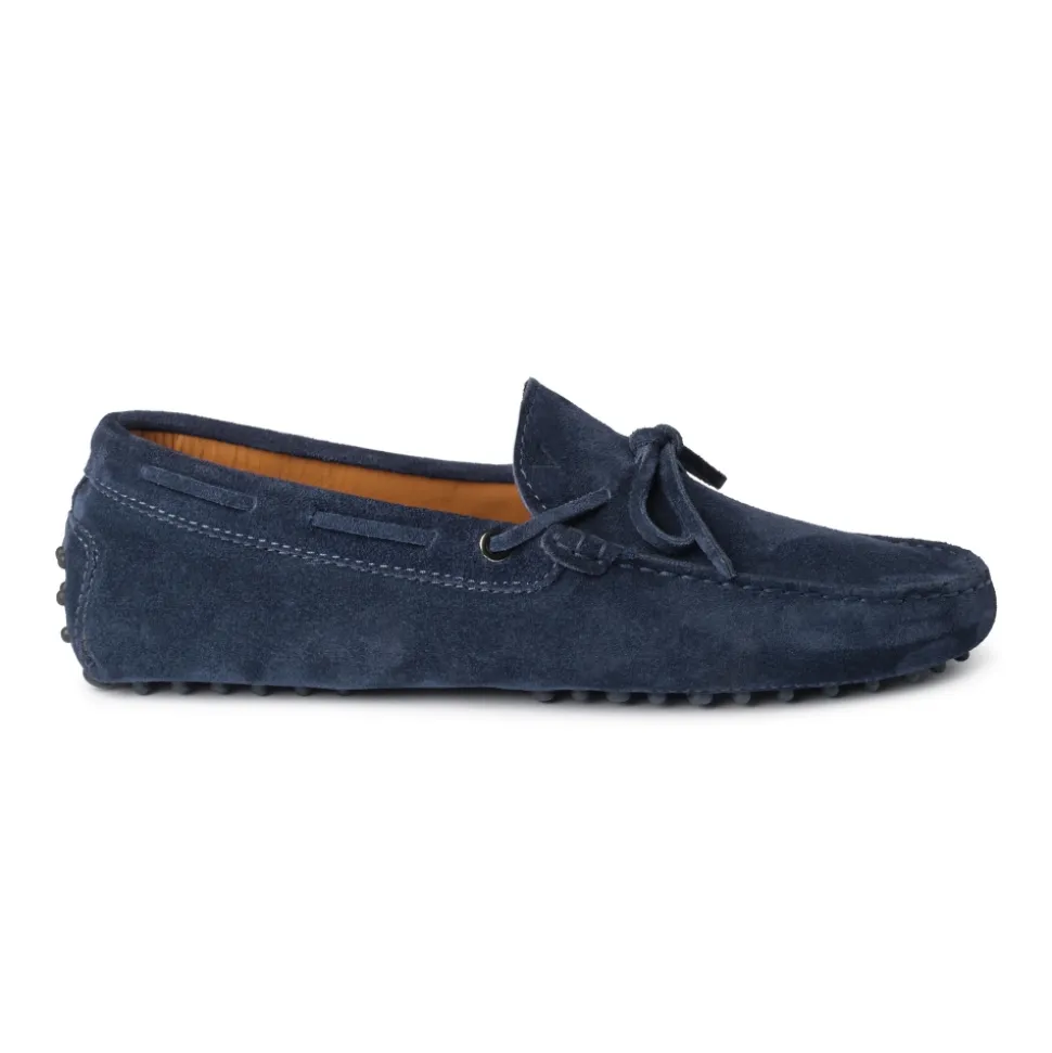 Viola Milano - Gommino Suede Loafer - Navy - Handmade in Italy - Luxury Exclusive Collection - Avvenice