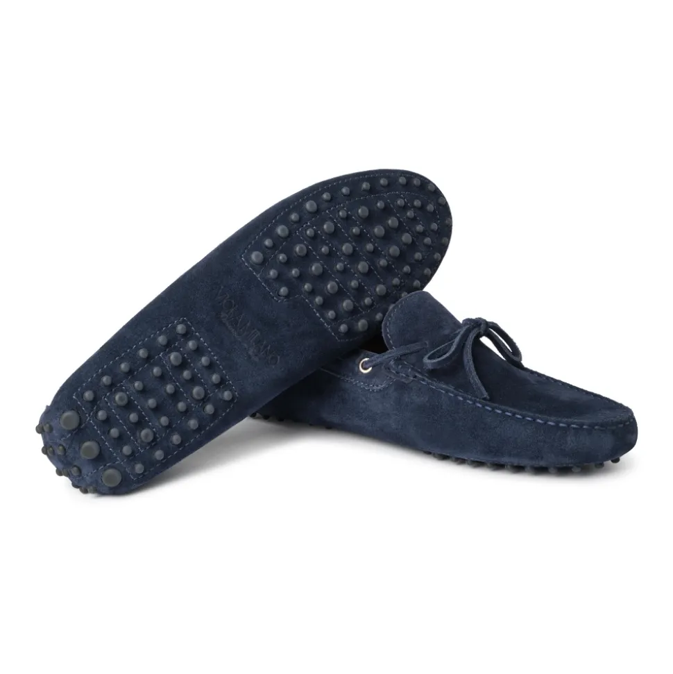 Viola Milano - Gommino Suede Loafer - Navy - Handmade in Italy - Luxury Exclusive Collection - Avvenice