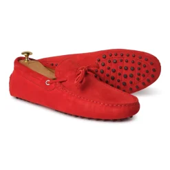 Viola Milano - Gommino Suede Loafer - Red - Handmade in Italy - Luxury Exclusive Collection - Avvenice