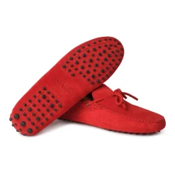 Viola Milano - Gommino Suede Loafer - Red - Handmade in Italy - Luxury Exclusive Collection - Avvenice