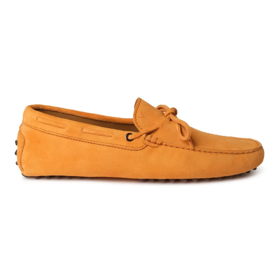 Viola Milano - Gommino Suede Loafer - Orange - Handmade in Italy - Luxury Exclusive Collection - Avvenice