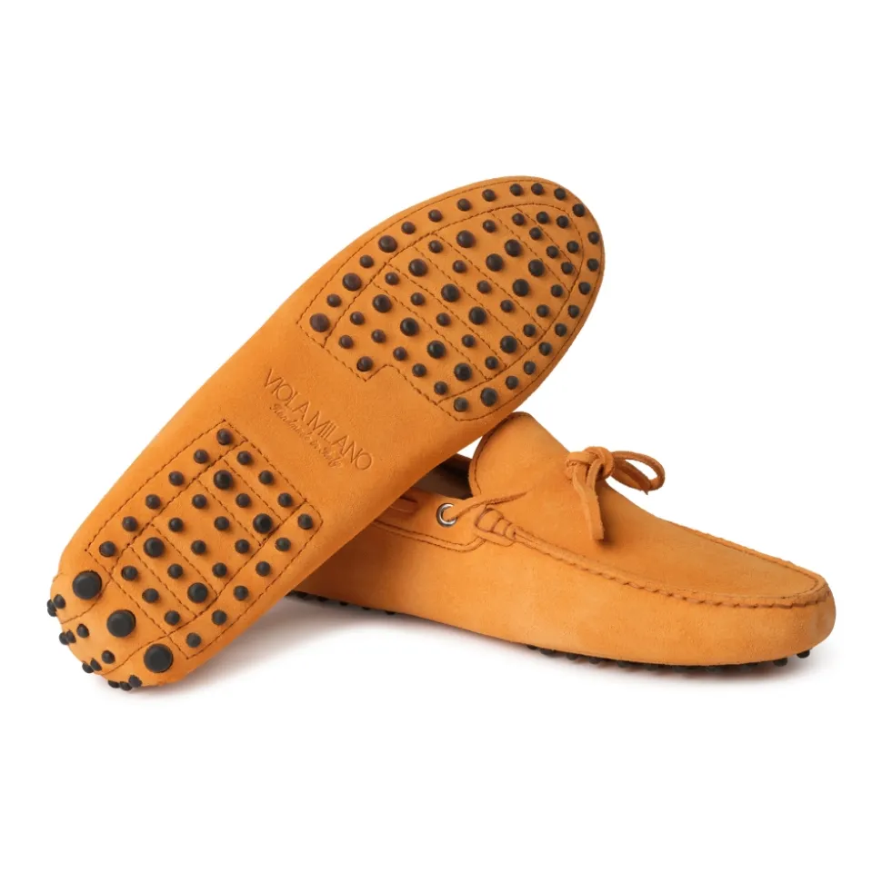 Viola Milano - Gommino Suede Loafer - Orange - Handmade in Italy - Luxury Exclusive Collection - Avvenice