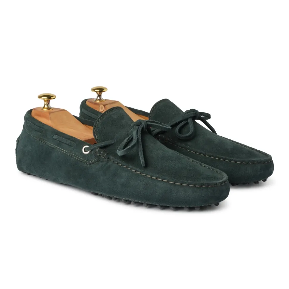 Viola Milano - Gommino Suede Loafer - Forest - Handmade in Italy - Luxury Exclusive Collection - Avvenice