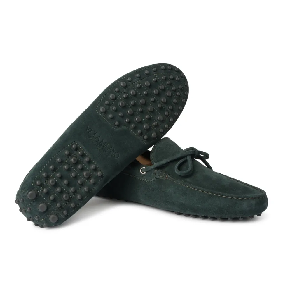Viola Milano - Gommino Suede Loafer - Forest - Handmade in Italy - Luxury Exclusive Collection - Avvenice