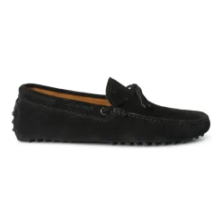 Viola Milano - Gommino Suede Loafer - Black - Handmade in Italy - Luxury Exclusive Collection - Avvenice