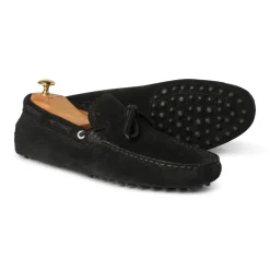 Viola Milano - Gommino Suede Loafer - Black - Handmade in Italy - Luxury Exclusive Collection - Avvenice