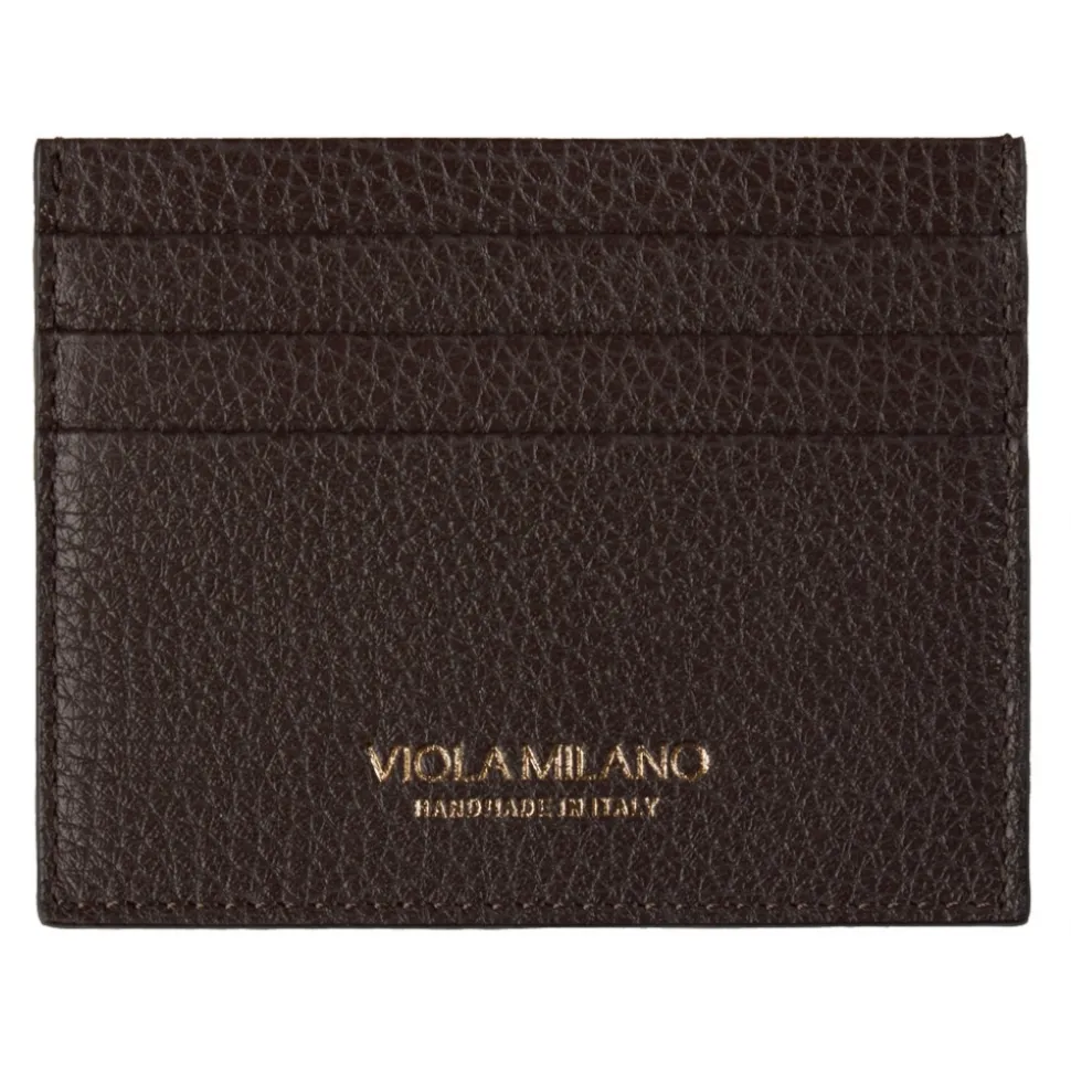 Viola Milano - Grain Leather Credit Card Holder - Brown - Handmade in Italy - Luxury Exclusive Collection - Avvenice