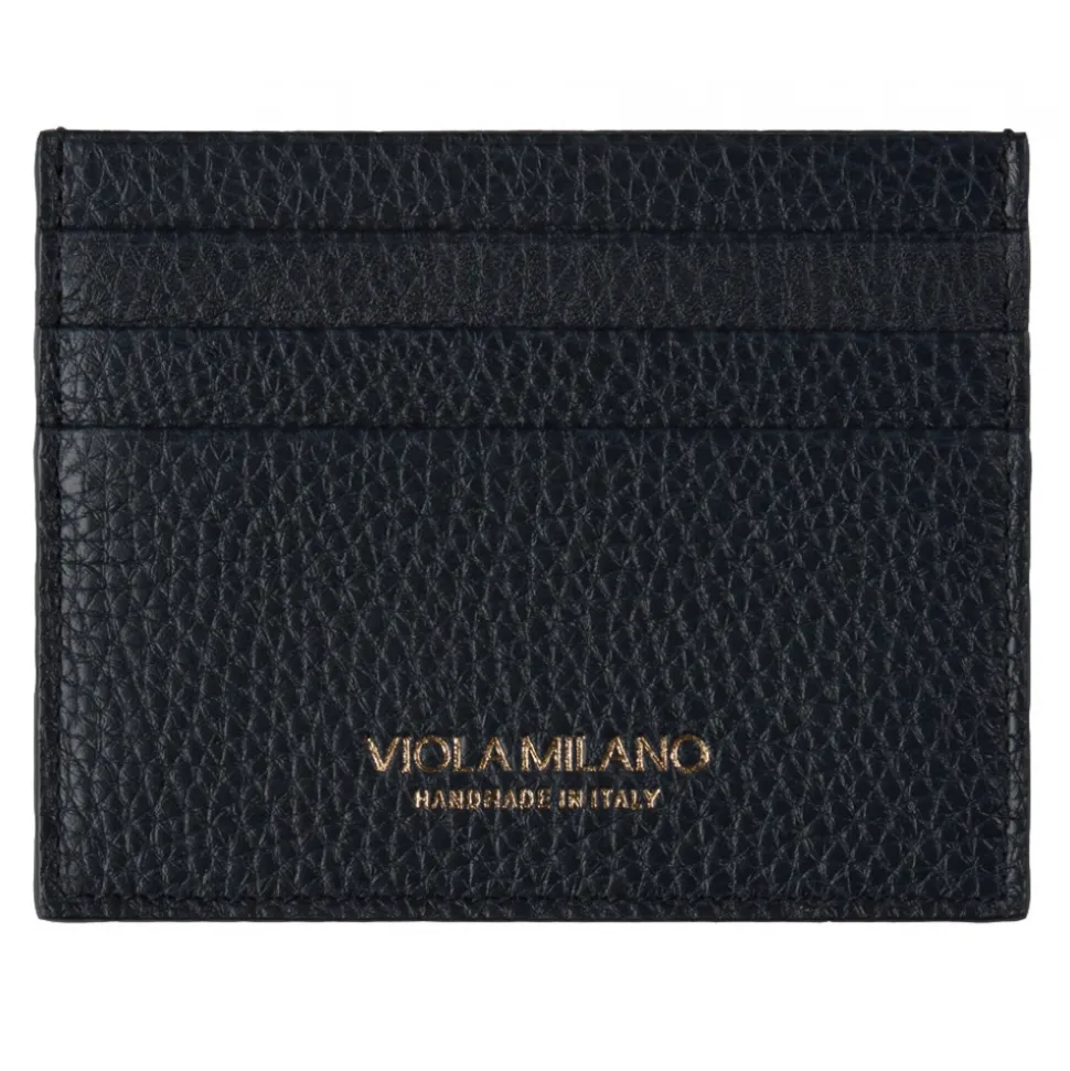 Viola Milano - Grain Leather Credit Card Holder - Navy - Handmade in Italy - Luxury Exclusive Collection - Avvenice