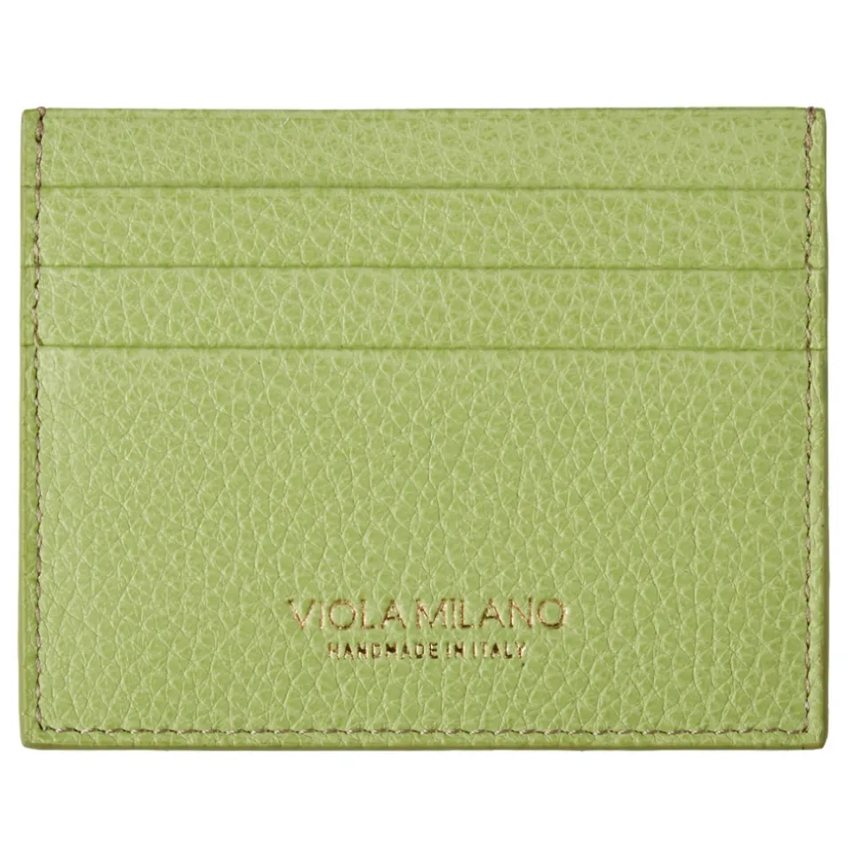 Viola Milano - Grain Leather Credit Card Holder - Lime - Handmade in Italy - Luxury Exclusive Collection - Avvenice