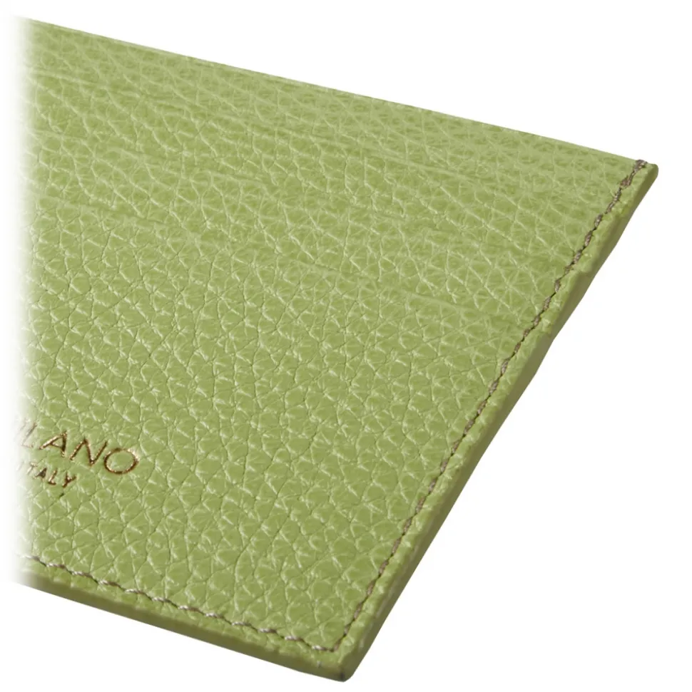 Viola Milano - Grain Leather Credit Card Holder - Lime - Handmade in Italy - Luxury Exclusive Collection - Avvenice