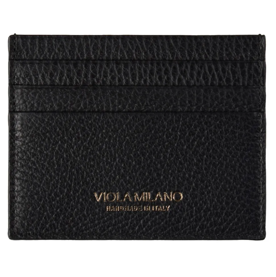 Viola Milano - Grain Leather Credit Card Holder - Black - Handmade in Italy - Luxury Exclusive Collection - Avvenice