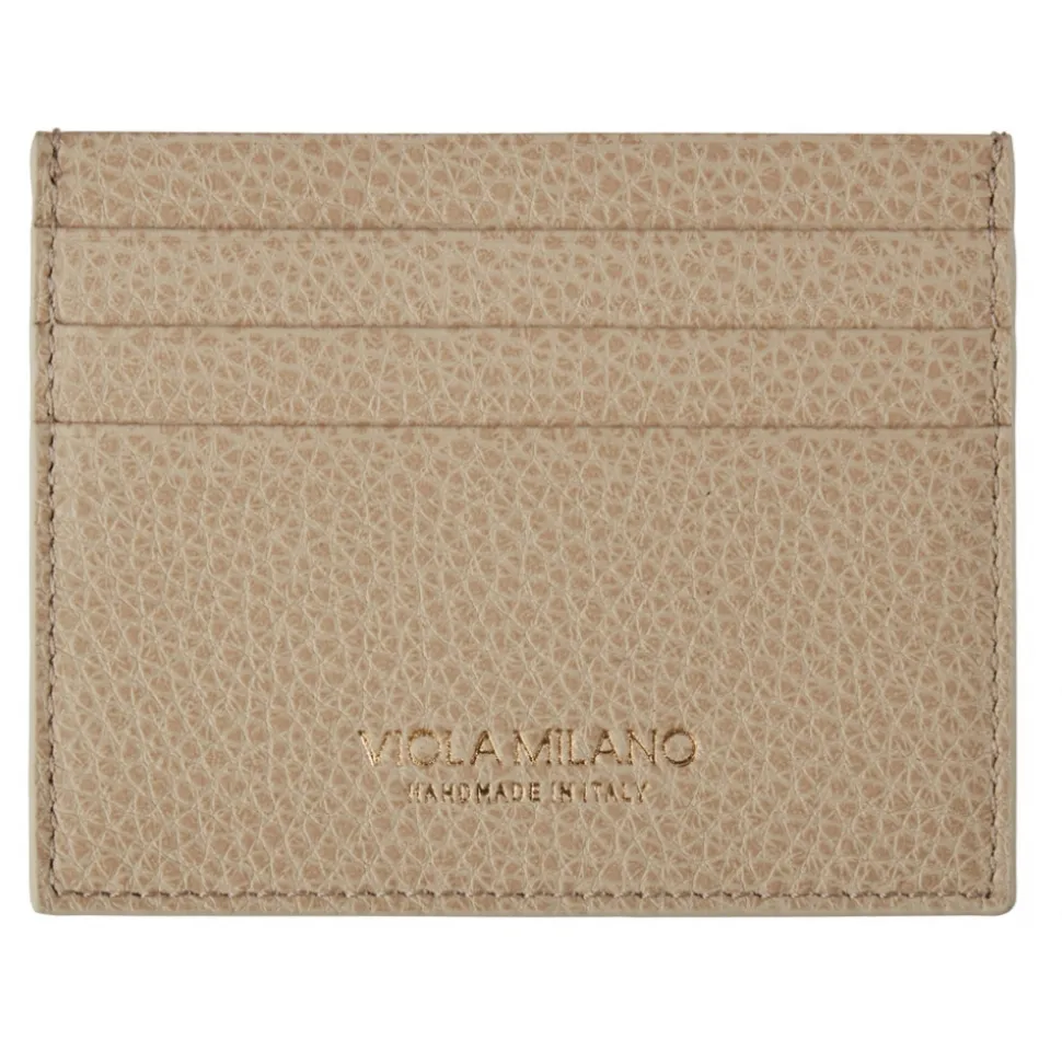 Viola Milano - Grain Leather Credit Card Holder - Sand - Handmade in Italy - Luxury Exclusive Collection - Avvenice