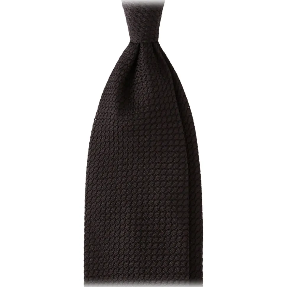 Viola Milano - Grenadine Garza Grossa Unlined Tie - Black - Handmade in Italy - Luxury Exclusive Collection - Avvenice