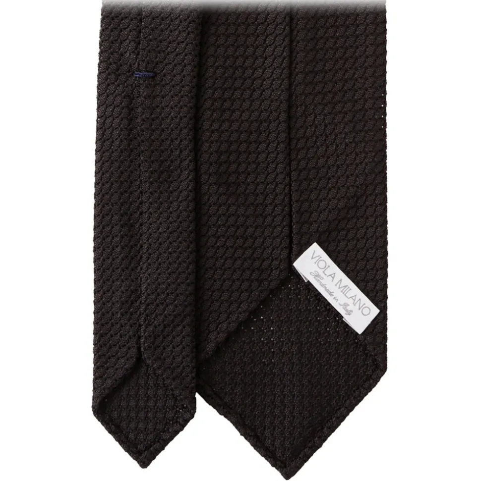 Viola Milano - Grenadine Garza Grossa Unlined Tie - Black - Handmade in Italy - Luxury Exclusive Collection - Avvenice