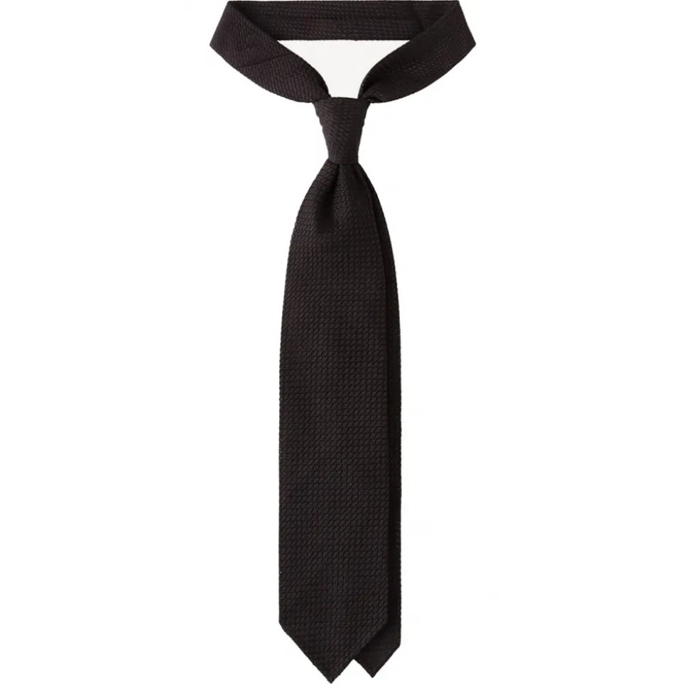 Viola Milano - Grenadine Garza Grossa Unlined Tie - Black - Handmade in Italy - Luxury Exclusive Collection - Avvenice