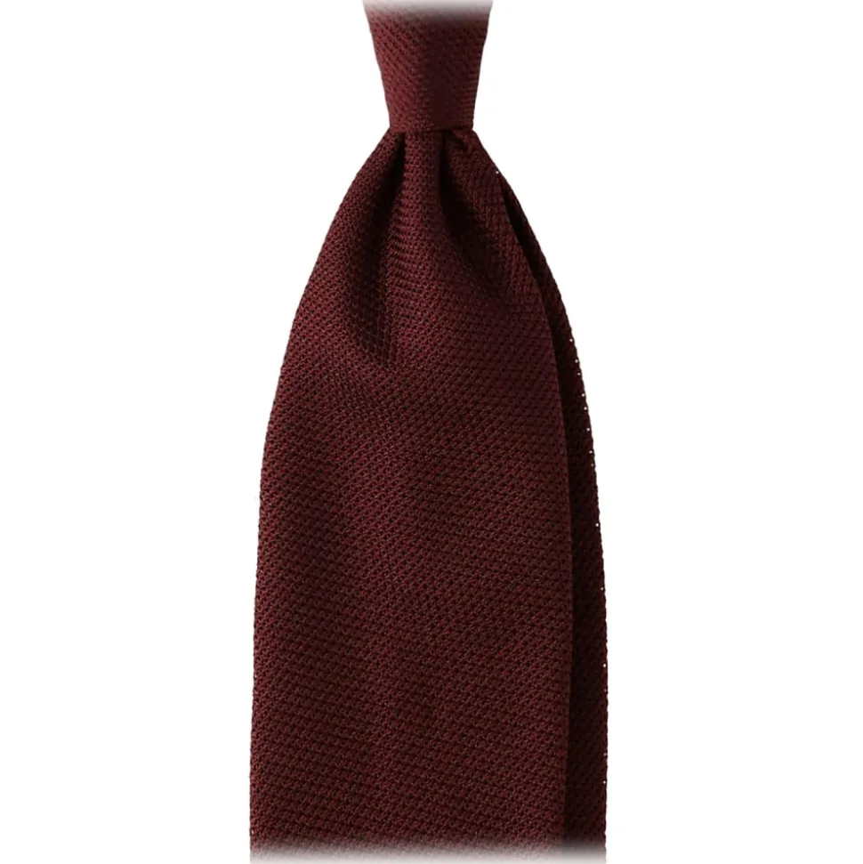 Viola Milano - Grenadine Garza Fina 7-Fold Unlined Tie - Burgundy - Handmade in Italy - Luxury Exclusive Collection - Avvenice