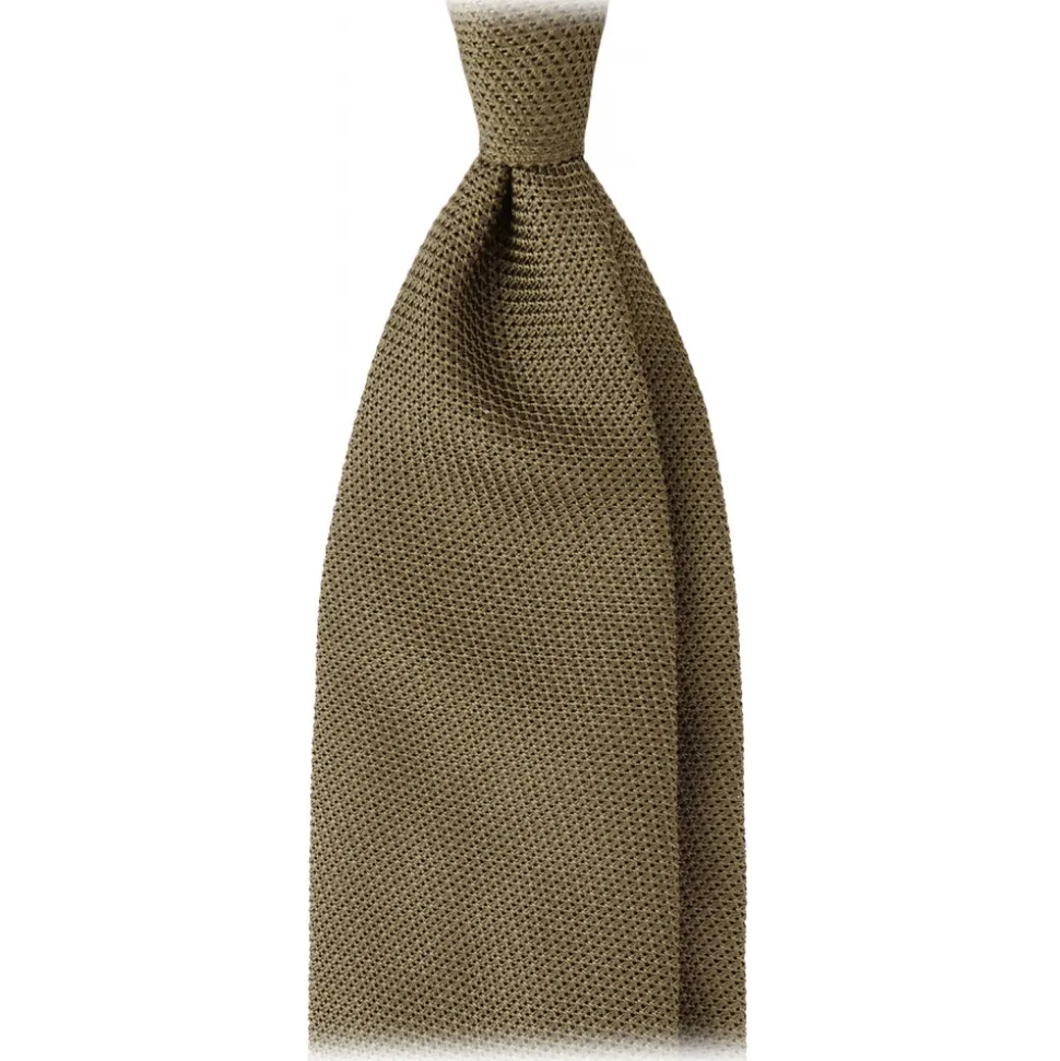 Viola Milano - Grenadine Garza Fina Unlined Tie - Olive - Handmade in Italy - Luxury Exclusive Collection - Avvenice