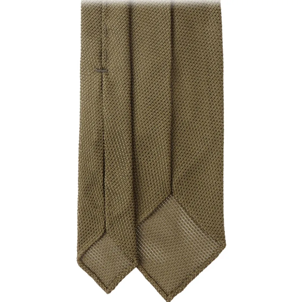 Viola Milano - Grenadine Garza Fina Unlined Tie - Olive - Handmade in Italy - Luxury Exclusive Collection - Avvenice