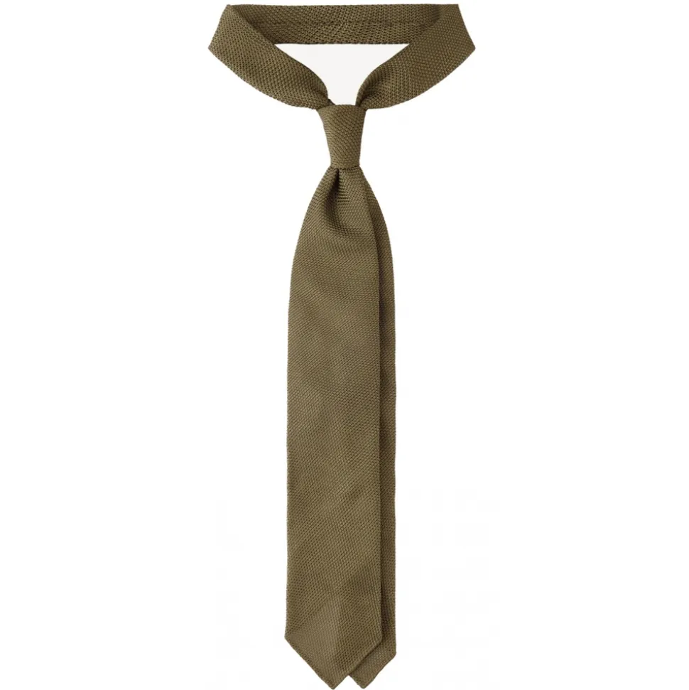 Viola Milano - Grenadine Garza Fina Unlined Tie - Olive - Handmade in Italy - Luxury Exclusive Collection - Avvenice