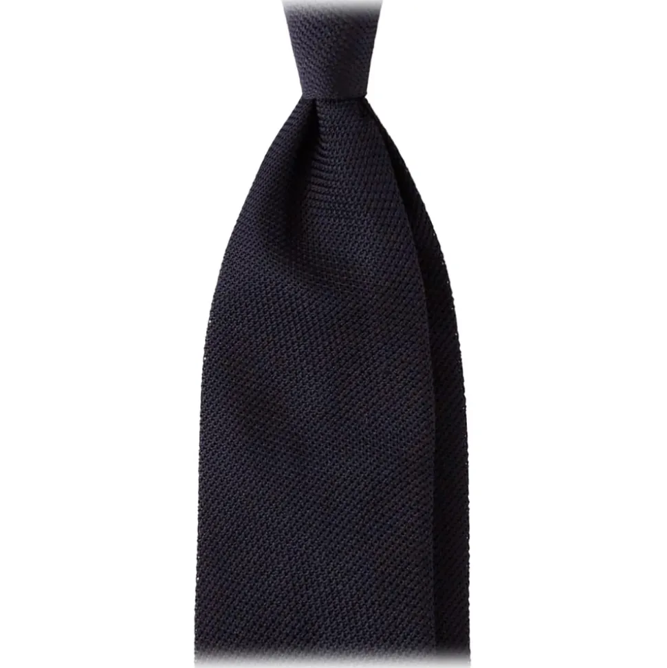 Viola Milano - Grenadine Garza Fina Unlined Tie - Navy - Handmade in Italy - Luxury Exclusive Collection - Avvenice