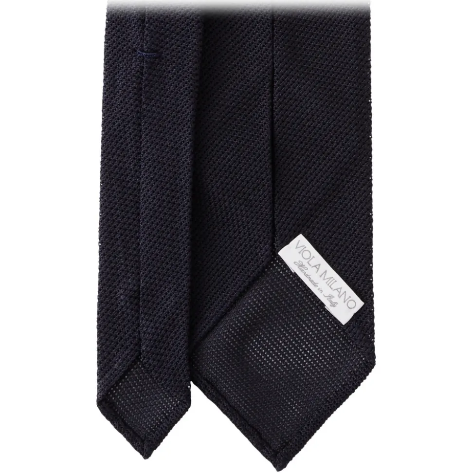 Viola Milano - Grenadine Garza Fina Unlined Tie - Navy - Handmade in Italy - Luxury Exclusive Collection - Avvenice