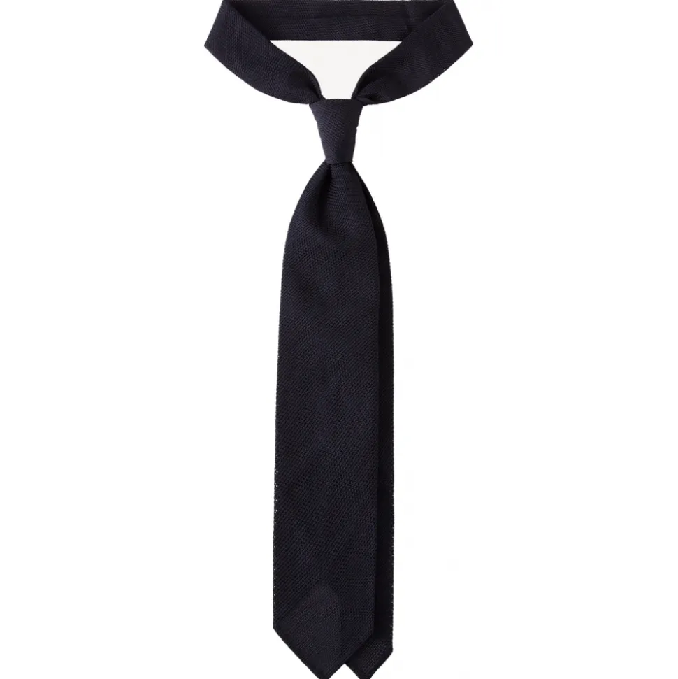 Viola Milano - Grenadine Garza Fina Unlined Tie - Navy - Handmade in Italy - Luxury Exclusive Collection - Avvenice