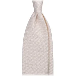 Viola Milano - Grenadine Garza Grossa Unlined Tie - Ivory - Handmade in Italy - Luxury Exclusive Collection - Avvenice