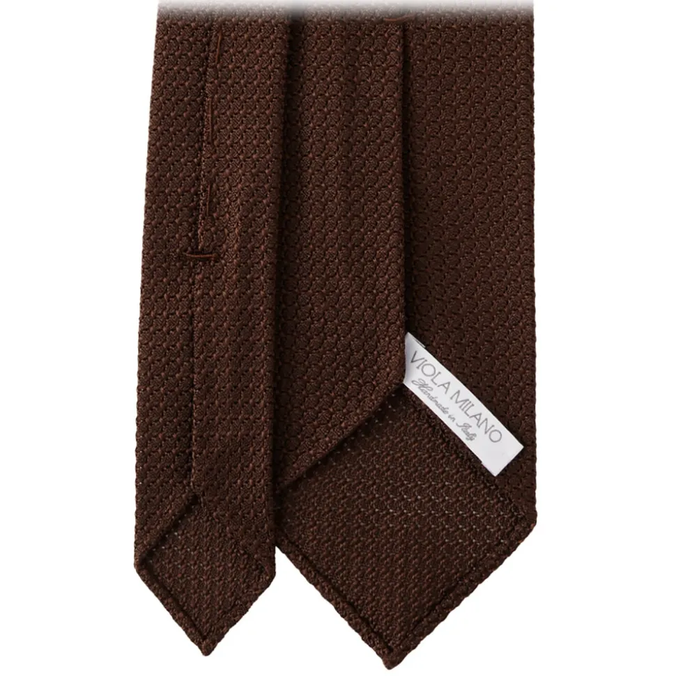 Viola Milano - Grenadine Garza Grossa Unlined Tie - Brown - Handmade in Italy - Luxury Exclusive Collection - Avvenice