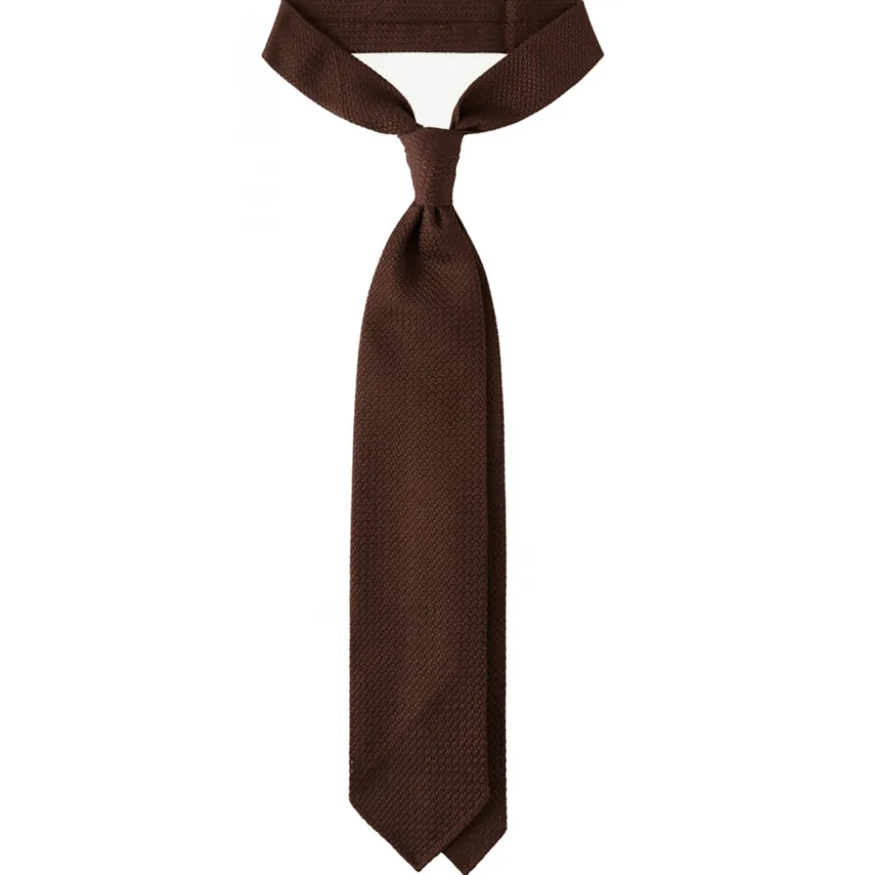 Viola Milano - Grenadine Garza Grossa Unlined Tie - Brown - Handmade in Italy - Luxury Exclusive Collection - Avvenice