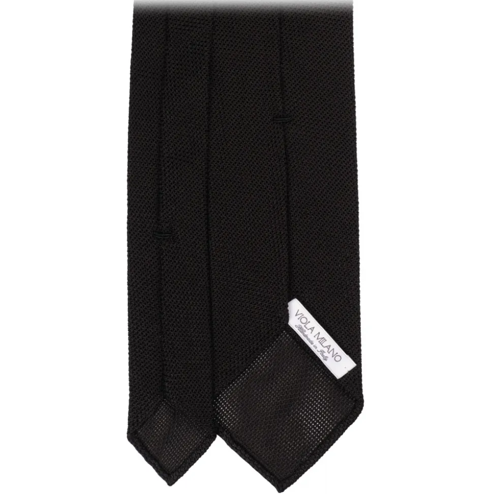 Viola Milano - Grenadine Garza Fina Unlined Tie - Black - Handmade in Italy - Luxury Exclusive Collection - Avvenice