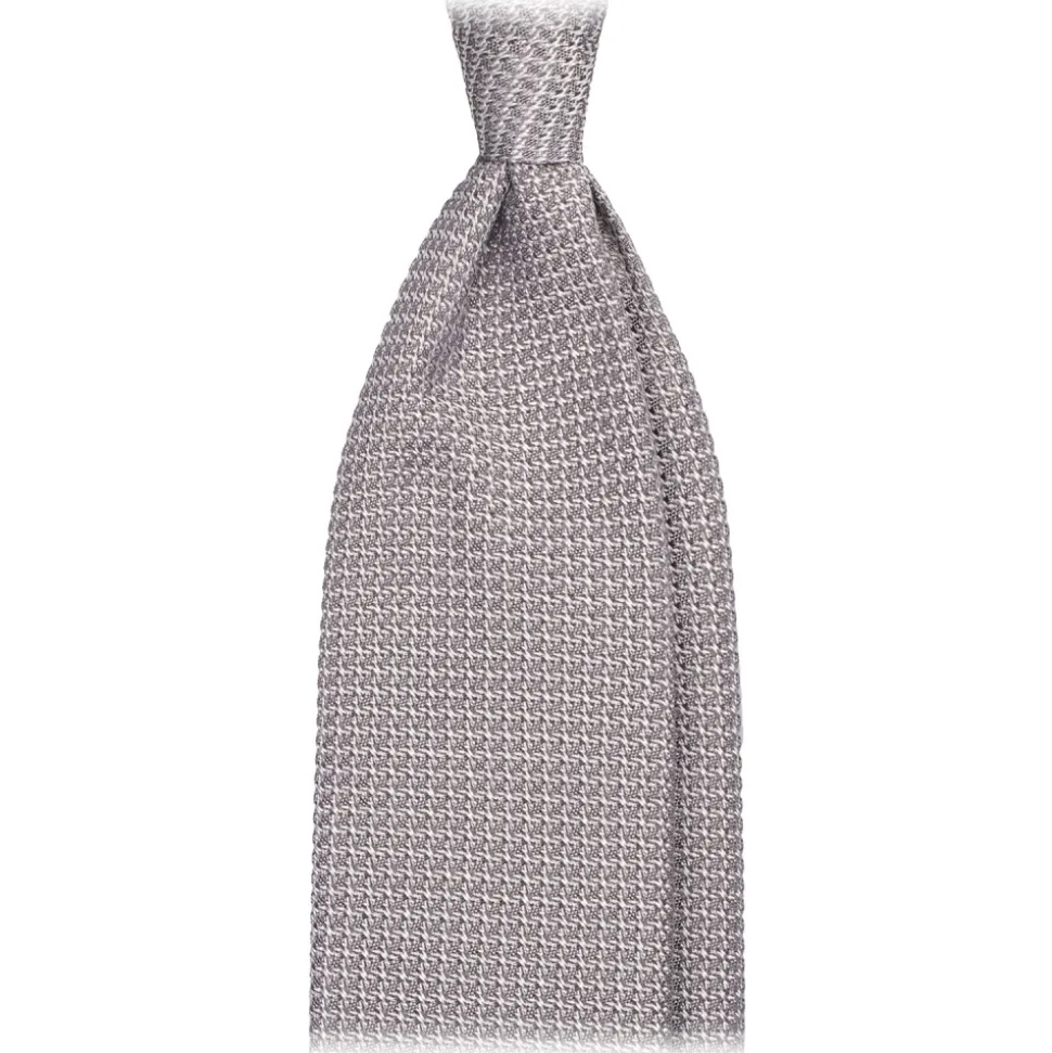 Viola Milano - Grenadine Garza Grossa Unlined Tie - Silver - Handmade in Italy - Luxury Exclusive Collection - Avvenice