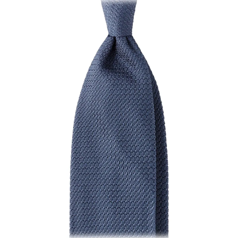 Viola Milano - Grenadine Garza Grossa Unlined Tie - Sea Blue - Handmade in Italy - Luxury Exclusive Collection - Avvenice