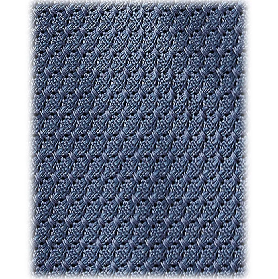 Viola Milano - Grenadine Garza Grossa Unlined Tie - Sea Blue - Handmade in Italy - Luxury Exclusive Collection - Avvenice