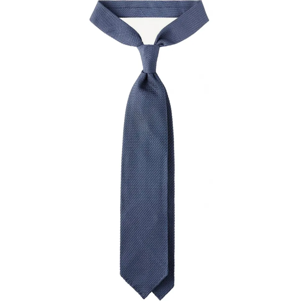 Viola Milano - Grenadine Garza Grossa Unlined Tie - Sea Blue - Handmade in Italy - Luxury Exclusive Collection - Avvenice
