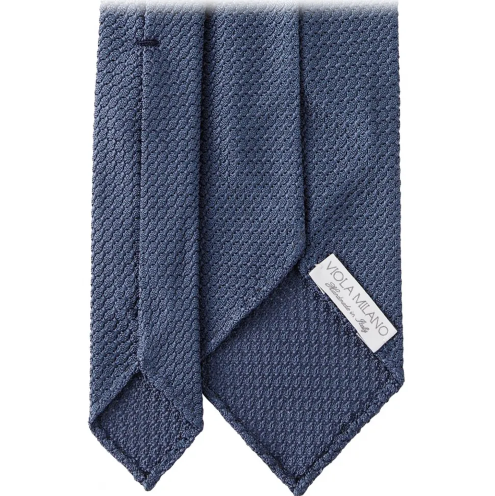 Viola Milano - Grenadine Garza Grossa Unlined Tie - Sea Blue - Handmade in Italy - Luxury Exclusive Collection - Avvenice